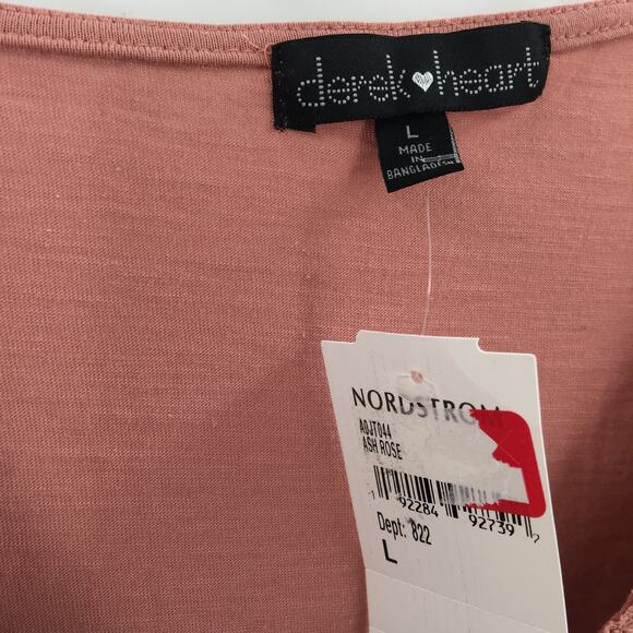 Derek Heart Women's Knit Lace Trim Peasant Blouse Long Sleeve Maroon Large NWT - Picture 4 of 5